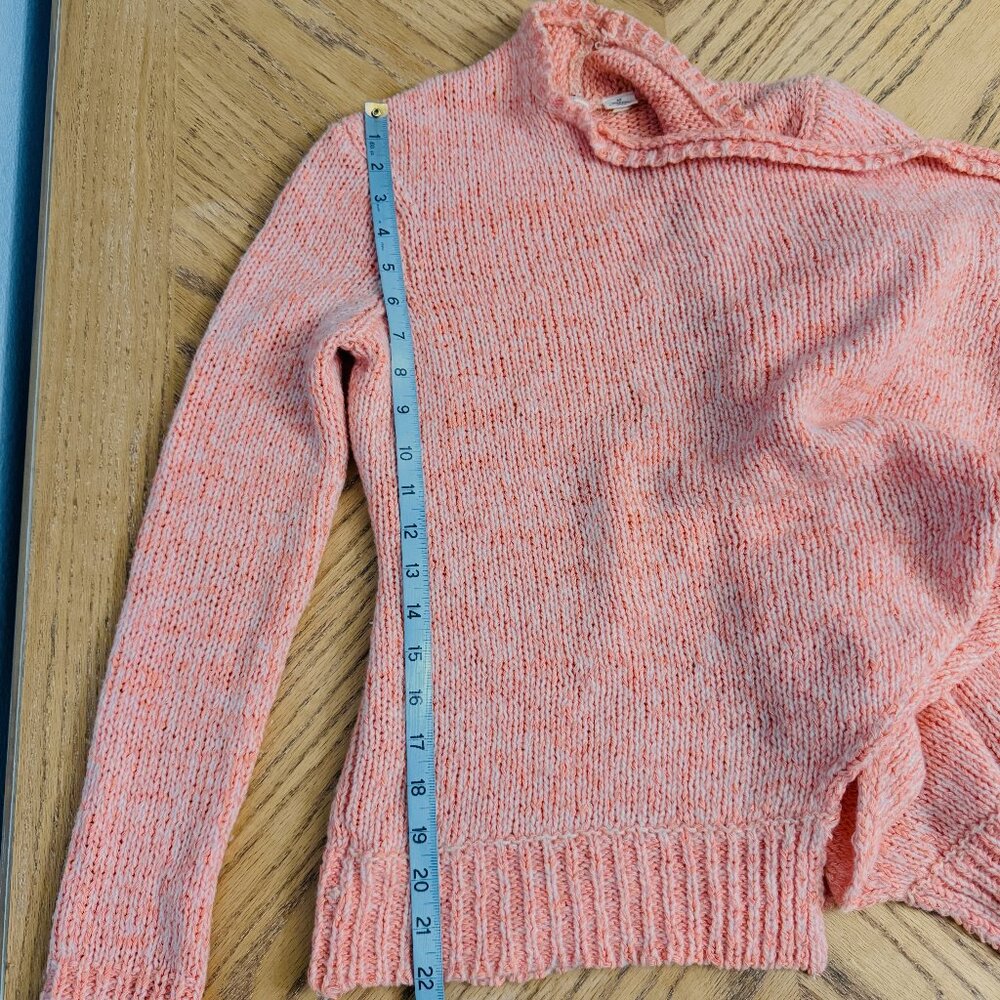 Anthropologie Moth Open Front Wrap Sweater Wool Blend Coral Long Sleeves Size SP - Picture 6 of 10
